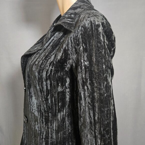Y2K Guess Black Velvet Long Jacket Trench Coat Size S Gothic Witchy Whimsigoth - Picture 9 of 14